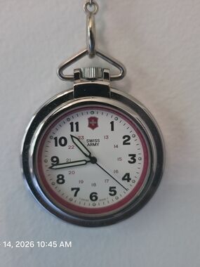 Swiss Army Pocket Watch - White Dial with Red Accent